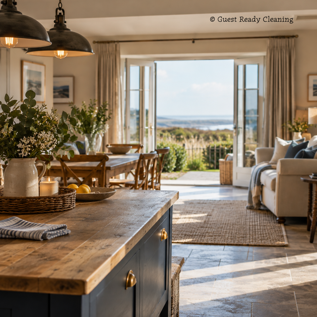 Bright, beautifully prepared North Norfolk holiday home with an open-plan kitchen and living space overlooking the coast.